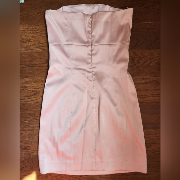Pale Pink Satin-Like Mini Dress - Picture 2 of 5